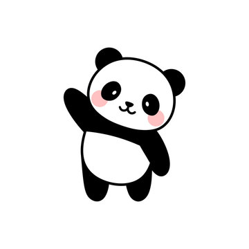 cute panda character vector design, greeting card, invitation, greeting card, poster, with cute, cartoon hand drawn watercolor background