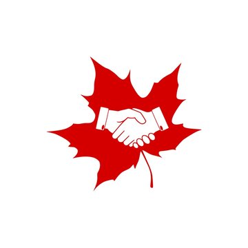 Maple Leaf Icon, Business agreement handshake 