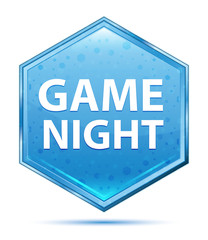 Game Night crystal blue hexagon button