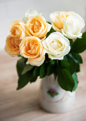 Yellow and white roses