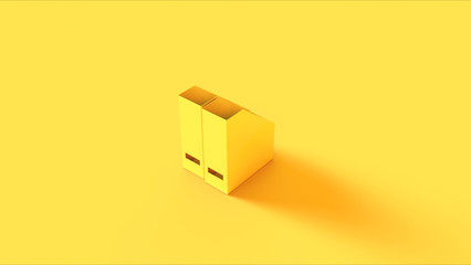 Yellow Office Empty Vertical Box Files 3d illustration 3d render