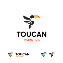 Flying Toucan logo template, Modern Toucan Logo designs vector - obrazy, fototapety, plakaty