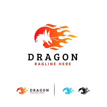 Fire Dragon logo designs vector, Mystic Dragon logo template