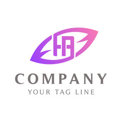 HA abstract logo, leaf shape outside