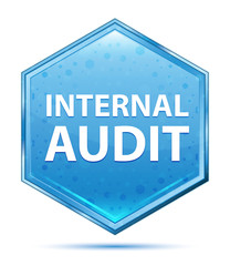 Internal Audit crystal blue hexagon button