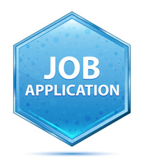Job Application crystal blue hexagon button