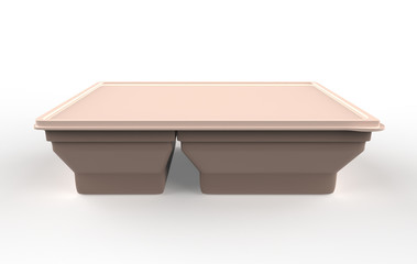 plastic lunch box container on isolated white background. 3d illustration