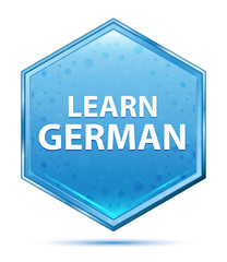 Learn German crystal blue hexagon button