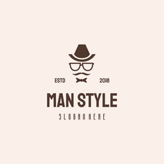 Man Style logo hipster retro vintage vector template, Classic Geek logo