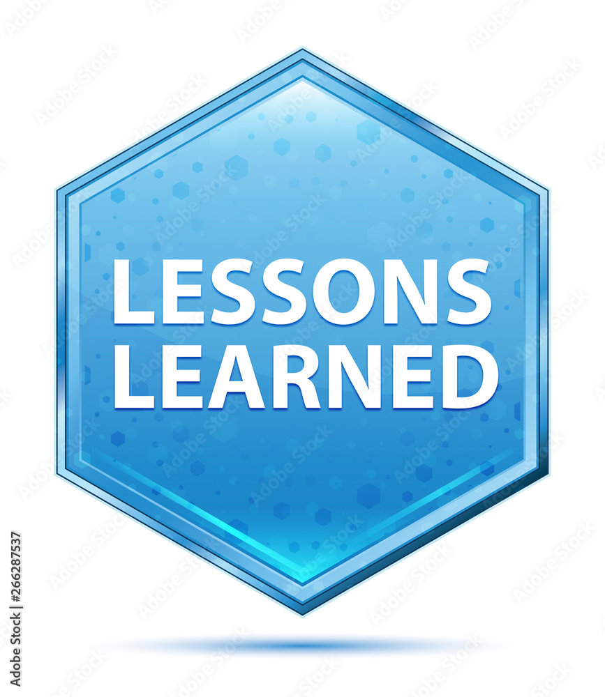 Canvas Prints lessons learned crystal blue hexagon button