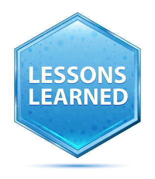 Lessons Learned crystal blue hexagon button