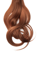 Long wavy henna hair isolated on white background