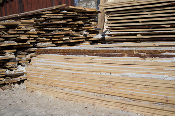 boards lie on the street