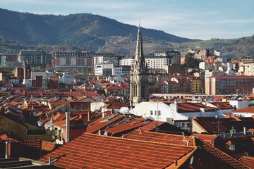 building architecture and city landscape in Bilbao city Spain