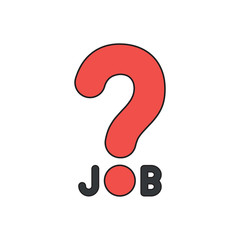 Vector icon concept of job word with big question mark.