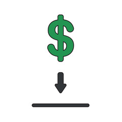 Vector icon concept of dollar symbol into black moneybox hole.