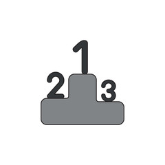 Vector icon concept of one, two and three numbers on winners podium.