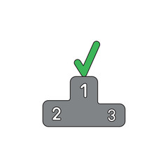 Obraz premium Vector icon concept of check mark on first place of winners podium.