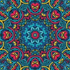 Abstract festive colorful mandala vector ethnic tribal pattern