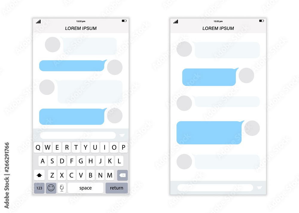 Leinwandbilder messenger concept frame. social network messenger page template. chat app template whith mobile keyb