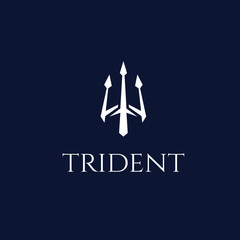 modern dark blue trident logo design inspiration - obrazy, fototapety, plakaty