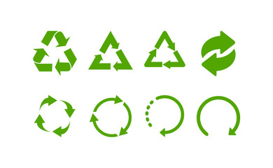 Obraz premium Green Recycle signs. Recycle icons. Set of green recycle symbols