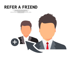 Refer a friend concept, a teamwork. Referral program, vector illustration