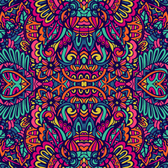 Abstract colorful festival doodle unique ethnic seamless pattern ornamental