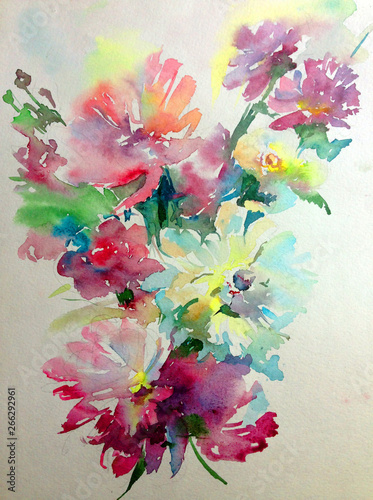 Abstract Bright Colored Decorative Background Floral Pattern