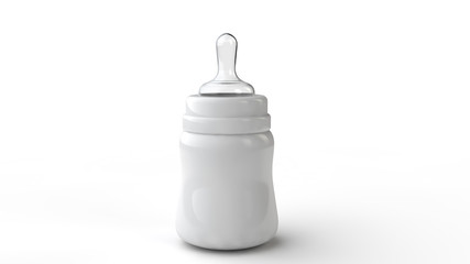 3D Rendering realistic baby milk bottle closeup isolated on white background