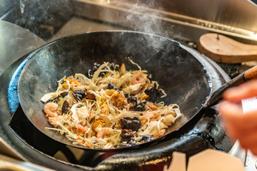 cooking on frying pan