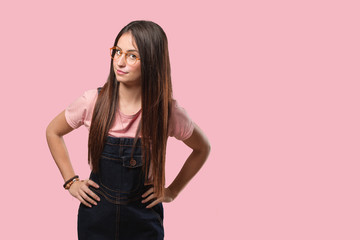 Young cool woman scolding someone very angry