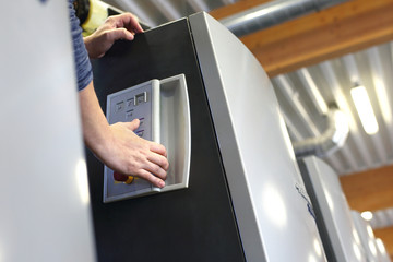 The printer supports the control panel, supervises the printing process