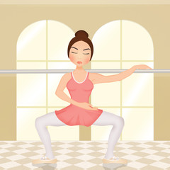 Fototapeta premium illustration of girl doing grand plie