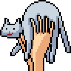 vector pixel art hold cat