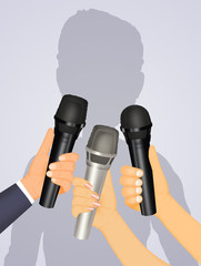 illustration of journalist microphones