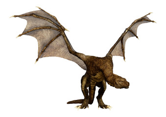 3D Rendering Fairy Tale Dragon on White