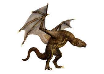 3D Rendering Fairy Tale Dragon on White