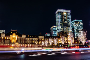 Fototapeta na wymiar Tokyo, Japan - December 20, 2017: Illumination at Tokyo Station