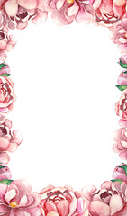 Floral banner design. Card frame template in watercolor