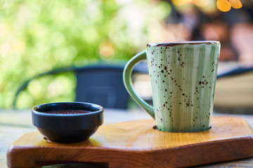 Delicious latte coffee on a table