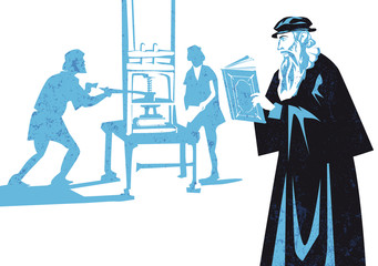 Johannes Gutenberg, the movable type - Vector illustration