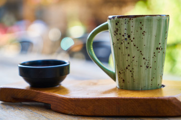 Delicious latte coffee on a table