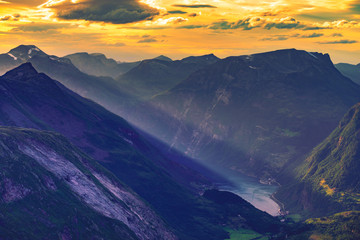 Fjord Geiranger from Dalsnibba viewpoint, Norway