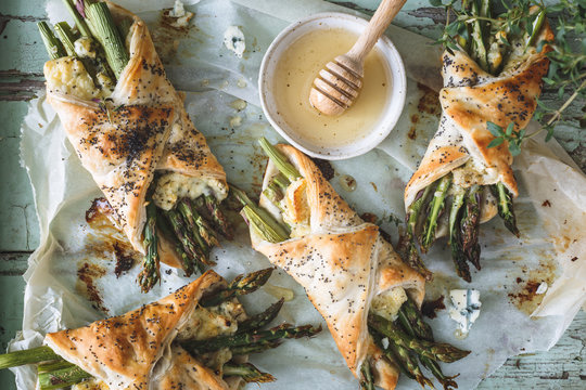 Feuillet&eacute; Asperges, Bleu d&rsquo;Auvergne et Miel