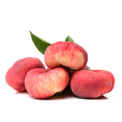 chinese flat peaches on white background 