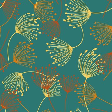 Seamless pattern. Flying of dandelion seeds. Stylish repeating texture. vector.