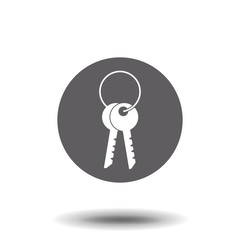 Black isolated icon of keys on white background. Silhouette of key. Flat design.
