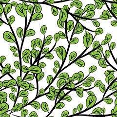 Branch with green leaves seamless vector illustration eps 10.