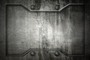 metal or concrete wall with metal frame for background and texture.